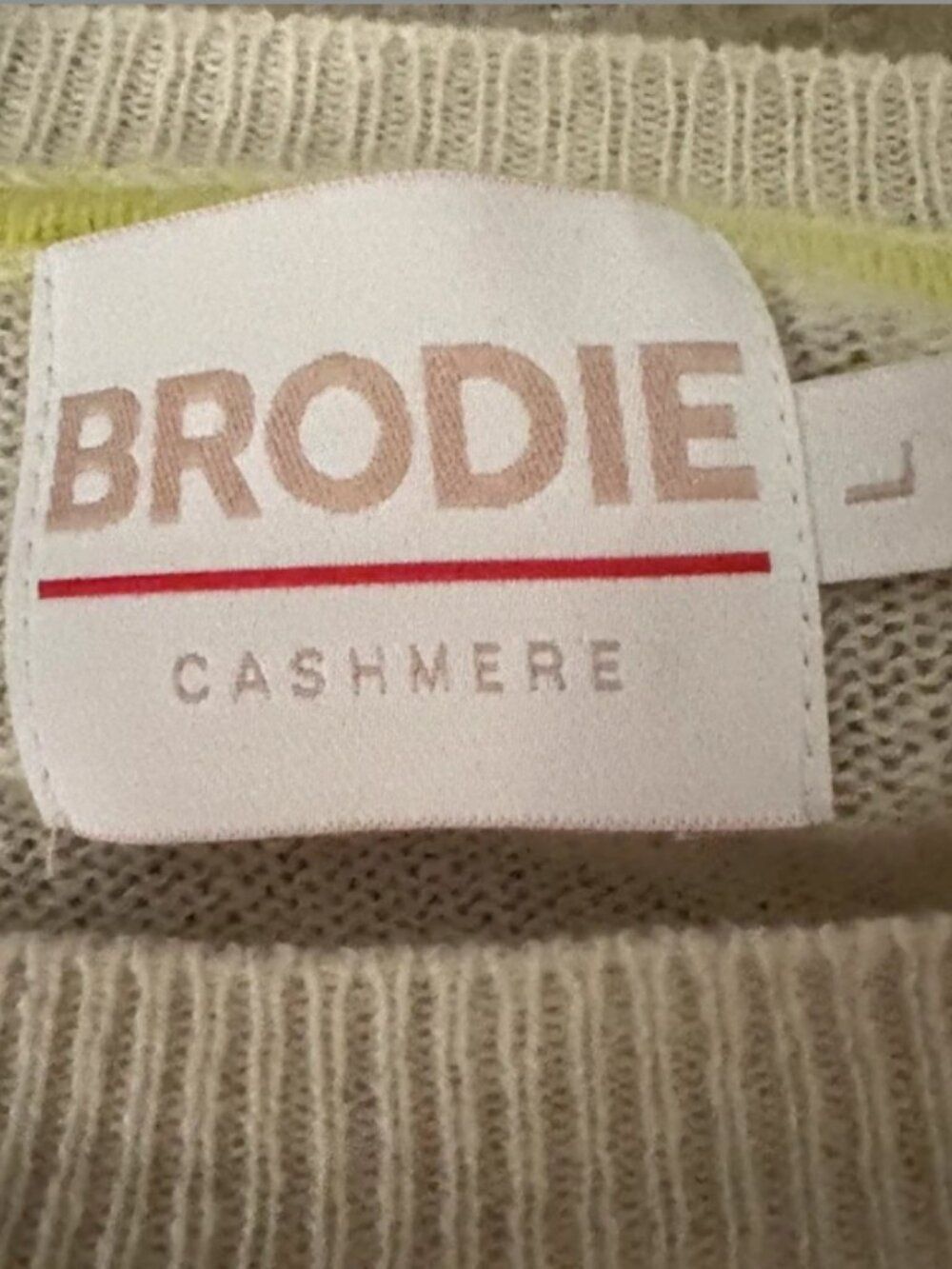 Brodie 100% Cashmere Sweater Cream Paint Splatter Metallic Blue Green L - Picture 2 of 7